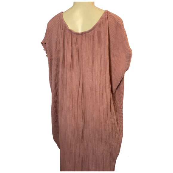 9seed Caftan Featuring On Seam Pockets Raw Edges Gauze Maxi Cotton Dress - Picture 5 of 8